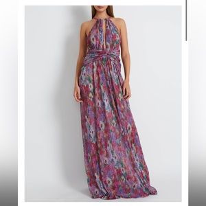 PatBO Printed Lurex Keyhole Gown. Size 4.
